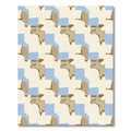 Cream Tan Blue Abstract Blocks Rug