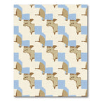 Cream Tan Blue Abstract Blocks Rug