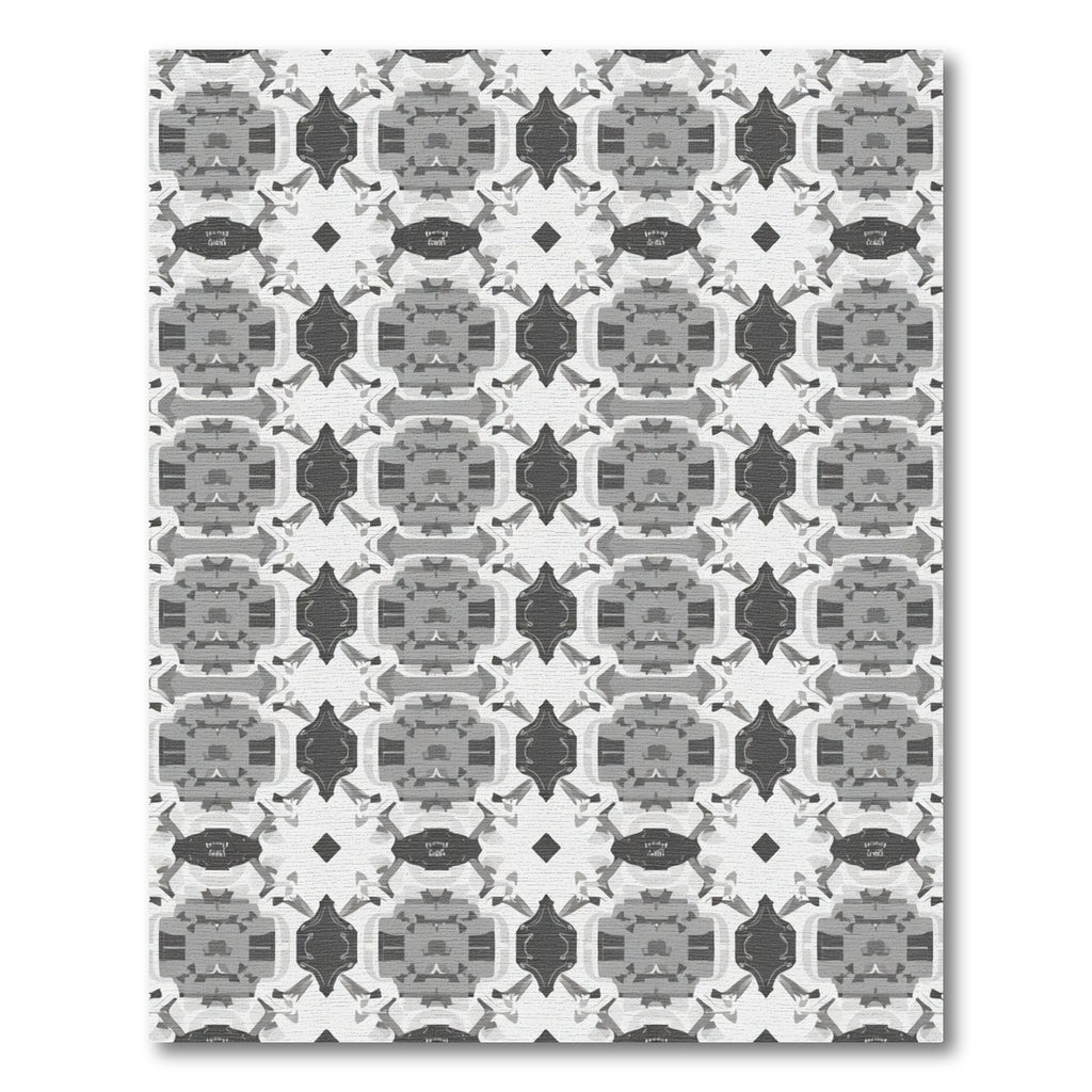 Monochrome Geometric Symmetry Arrangement Rug