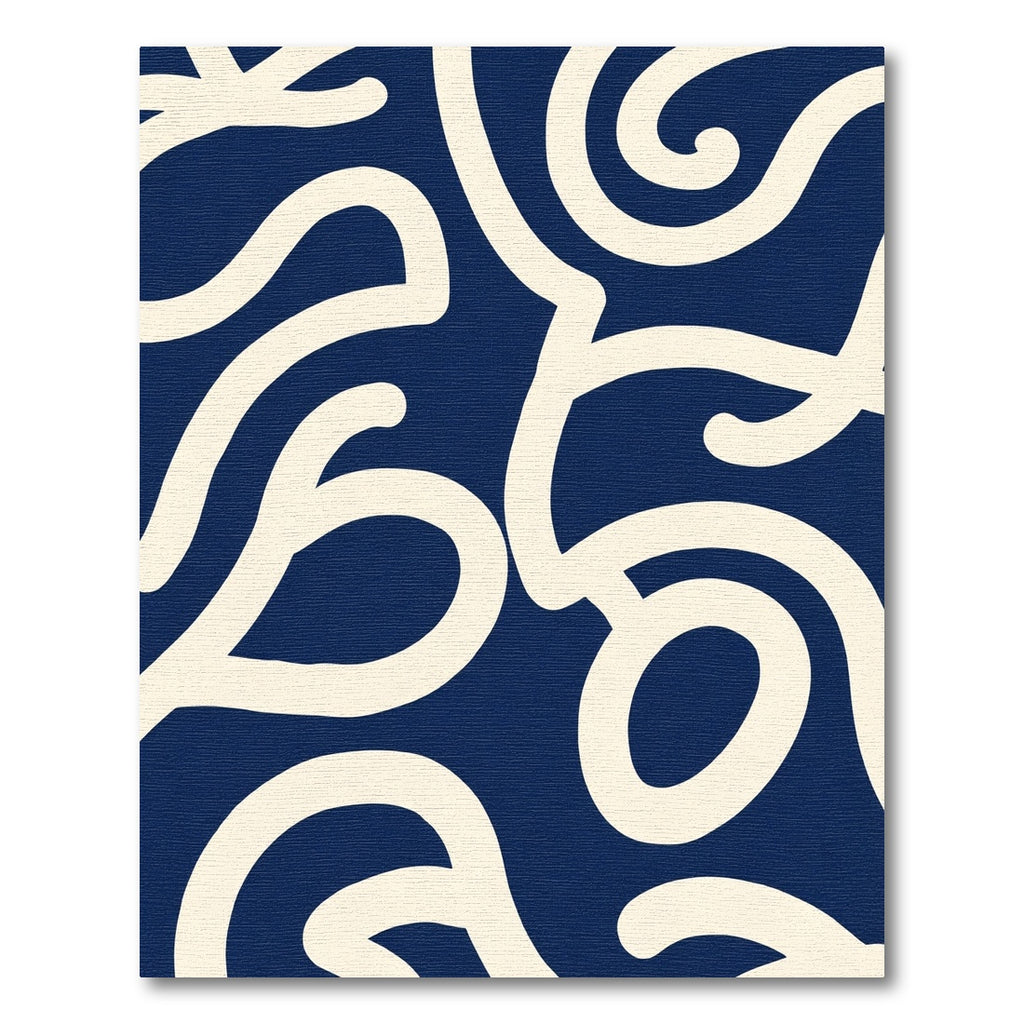 Navy Cream Abstract Swirl Rug