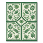Green Floral Botanical Vine Medallion Rug