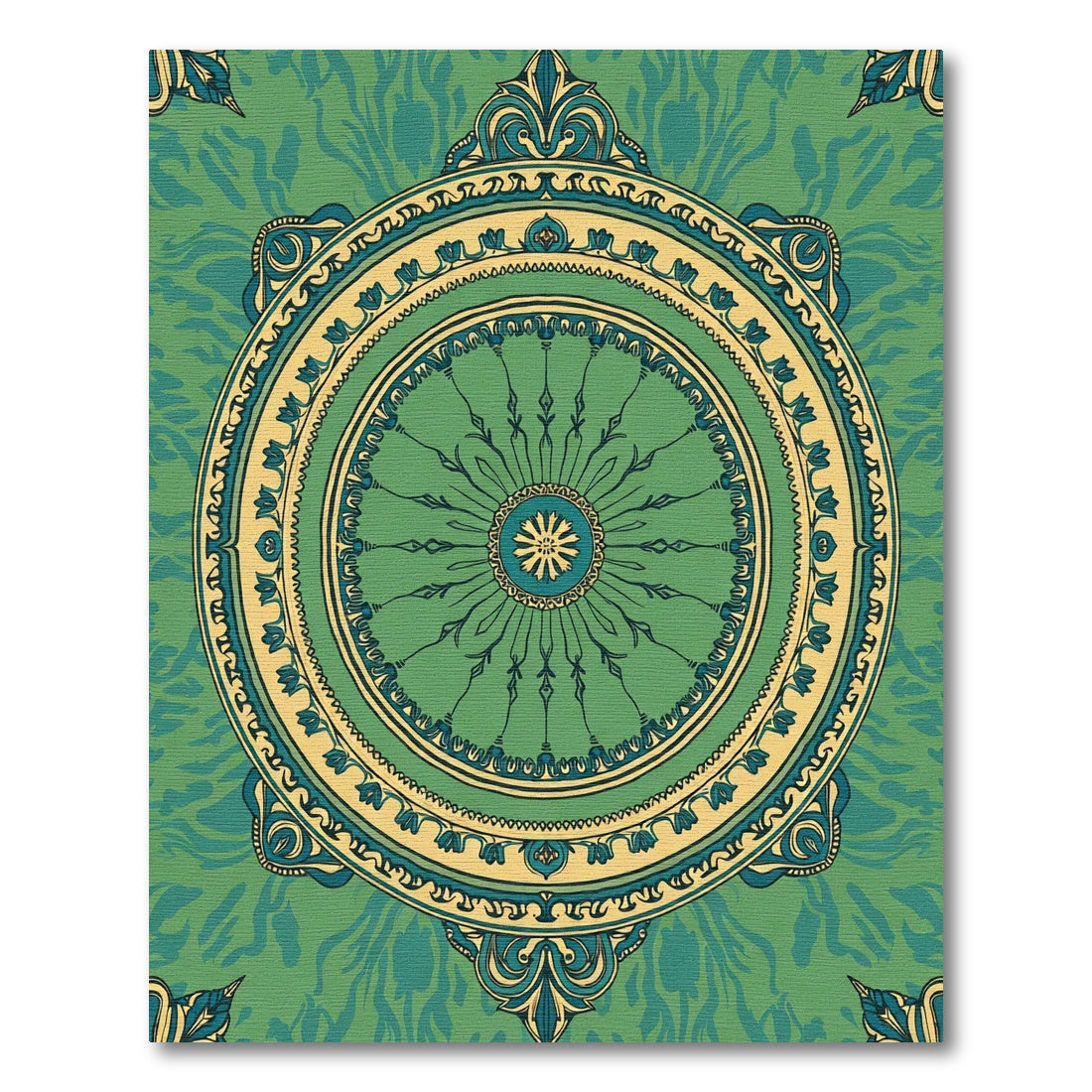 Mandala Medallion with Leaf Accents Rug