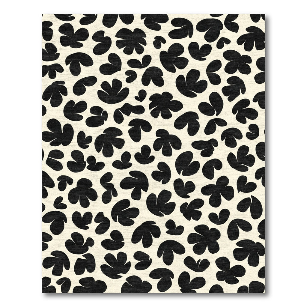 Black Abstract Organic Shapes Cream Rug