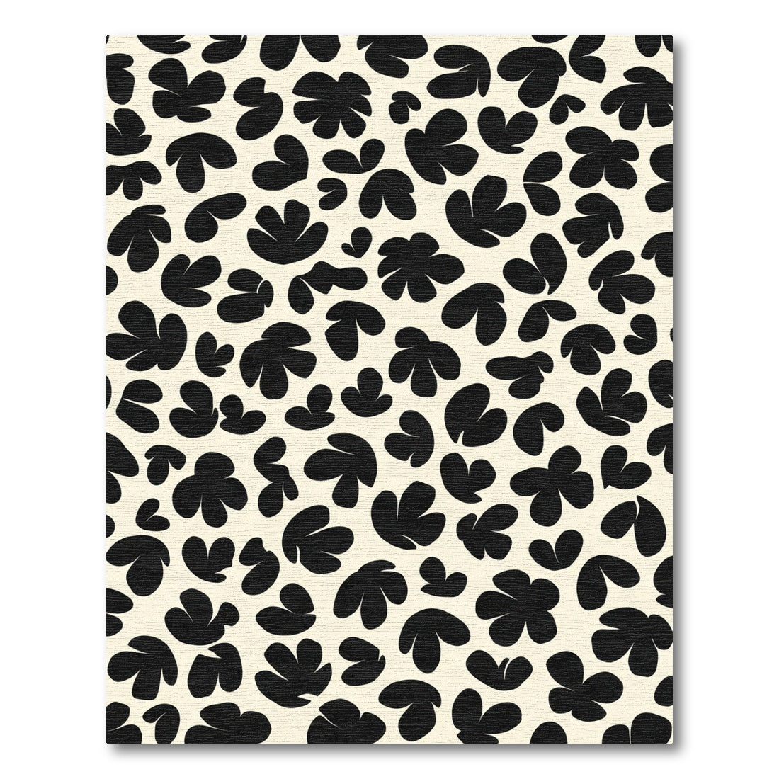Black Abstract Organic Shapes Cream Rug