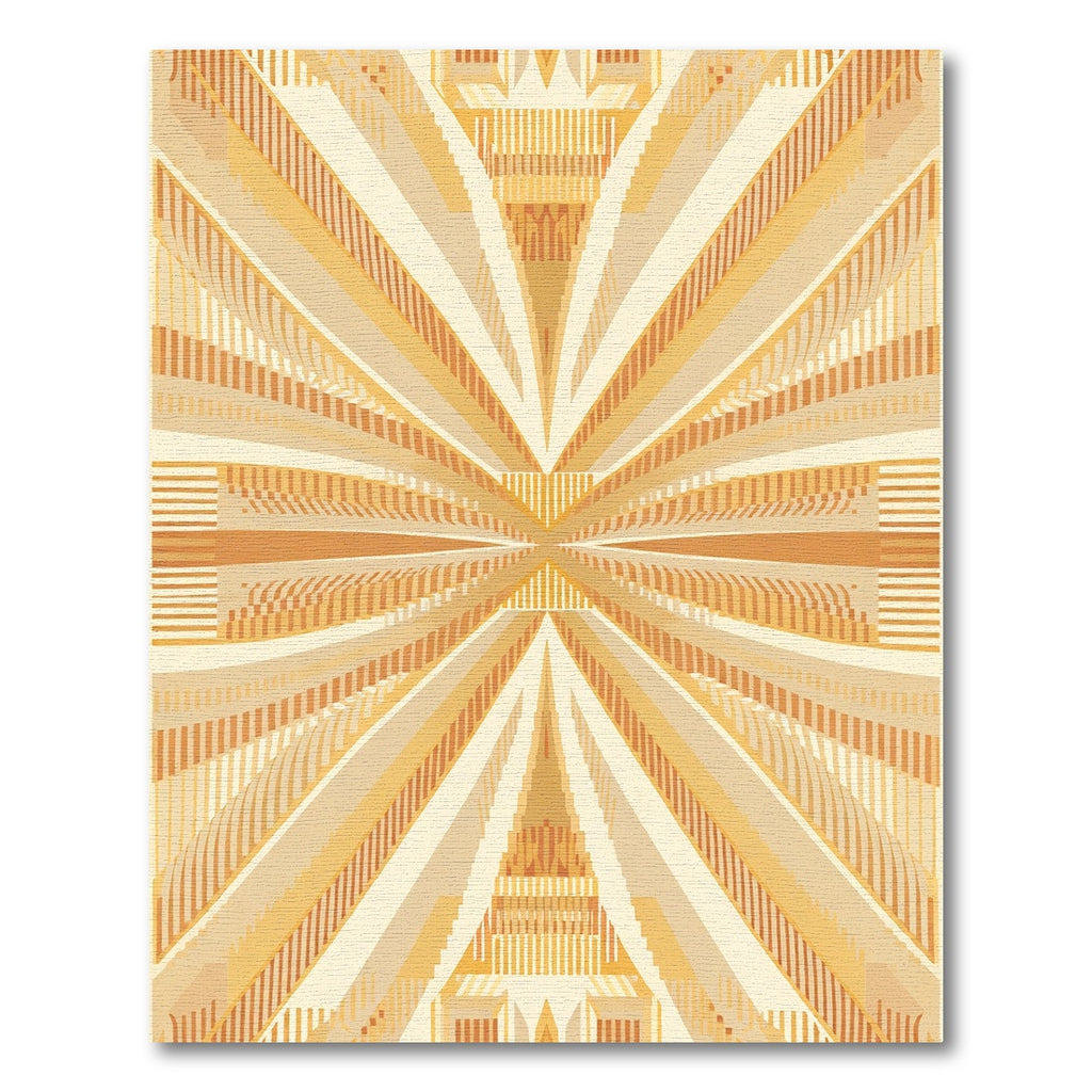 Radiating Golden Sunburst Geometric Rug