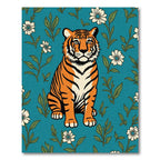 Orange Tiger White Flower Garden Rug