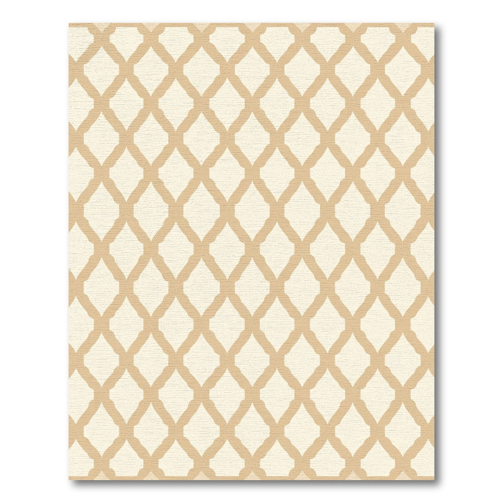 Cream and Tan Quatrefoil Lattice Rug