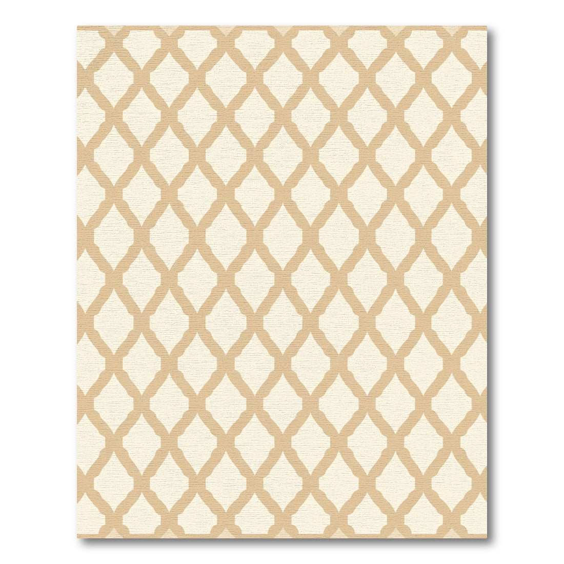 Cream and Tan Quatrefoil Lattice Rug