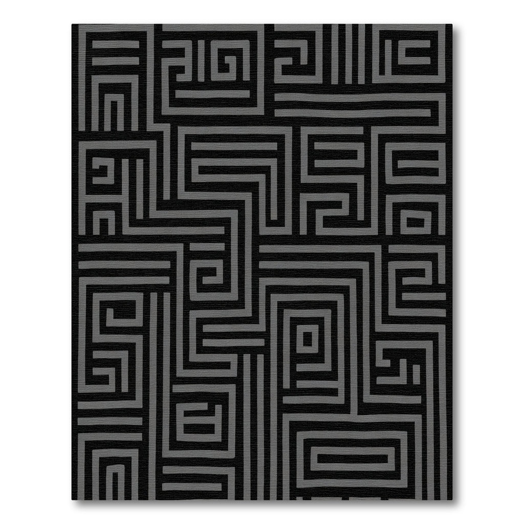 Art Deco Black Geometric Maze Rug