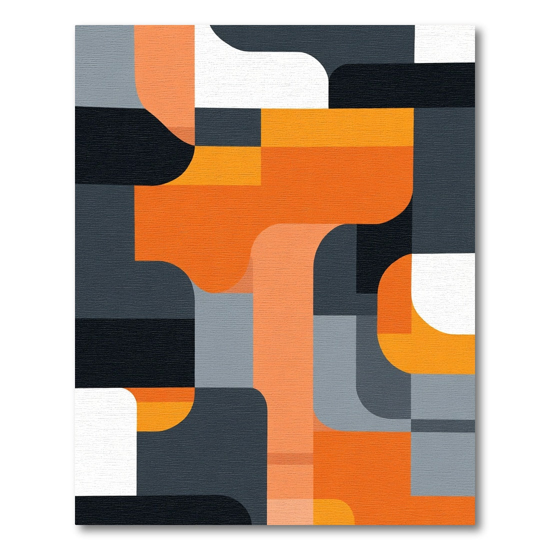 Abstract Orange Gray Geometric Blocks Rug