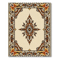 Earthy Brown Floral Square Medallion Rug