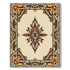 Earthy Brown Floral Square Medallion Rug