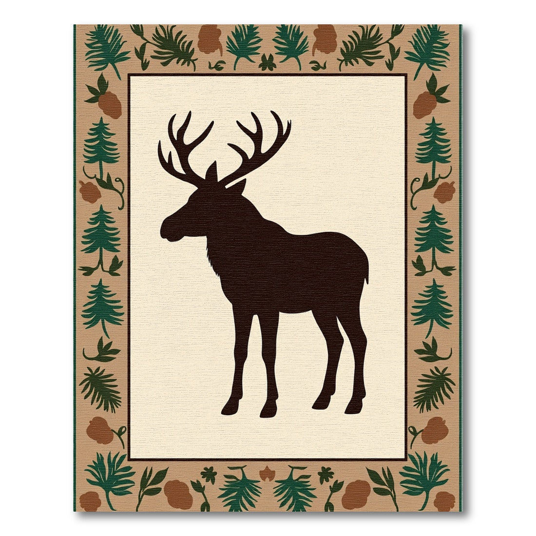 Rustic Woodland Moose Silhouette Rug