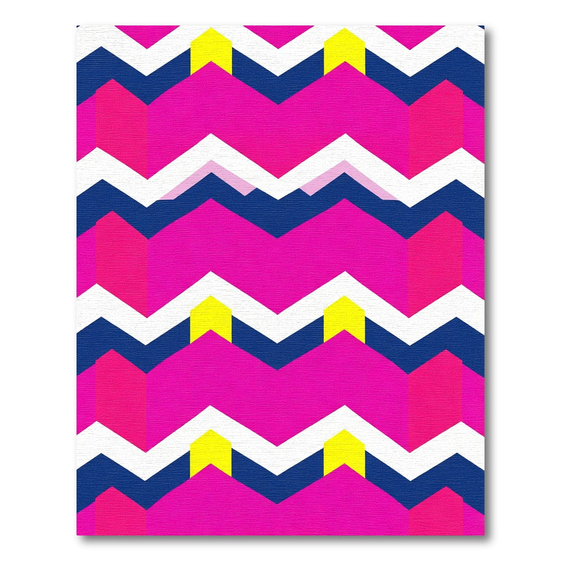 Vibrant Pink Geometric Chevron Rug