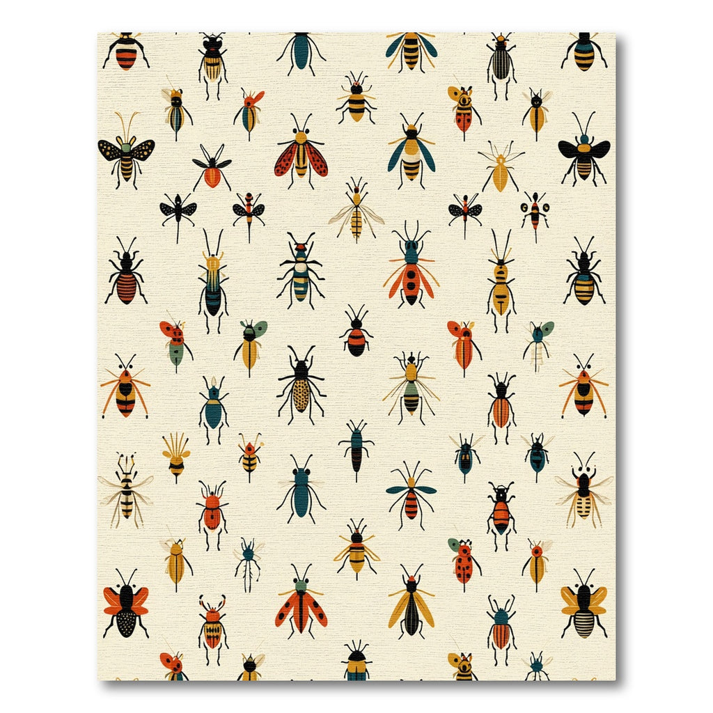 Whimsical Insect Collection Cream Background Rug
