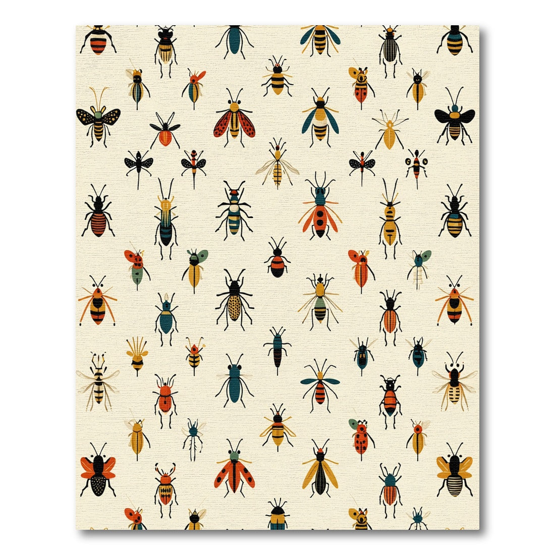 Whimsical Insect Collection Cream Background Rug