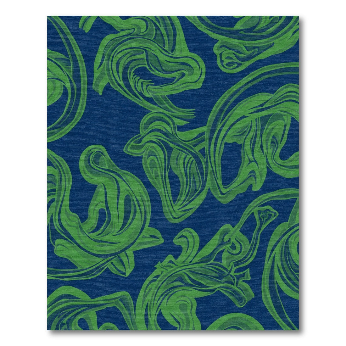 Flowing Green Abstract Swirl Rug