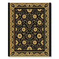 Black Gold Vintage Floral Border Rug