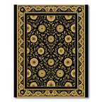 Black Gold Vintage Floral Border Rug