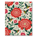 Crimson Floral Birds Whimsical Garden Rug
