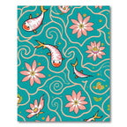 Whimsical Pink Koi Floral Teal Swirl Rug