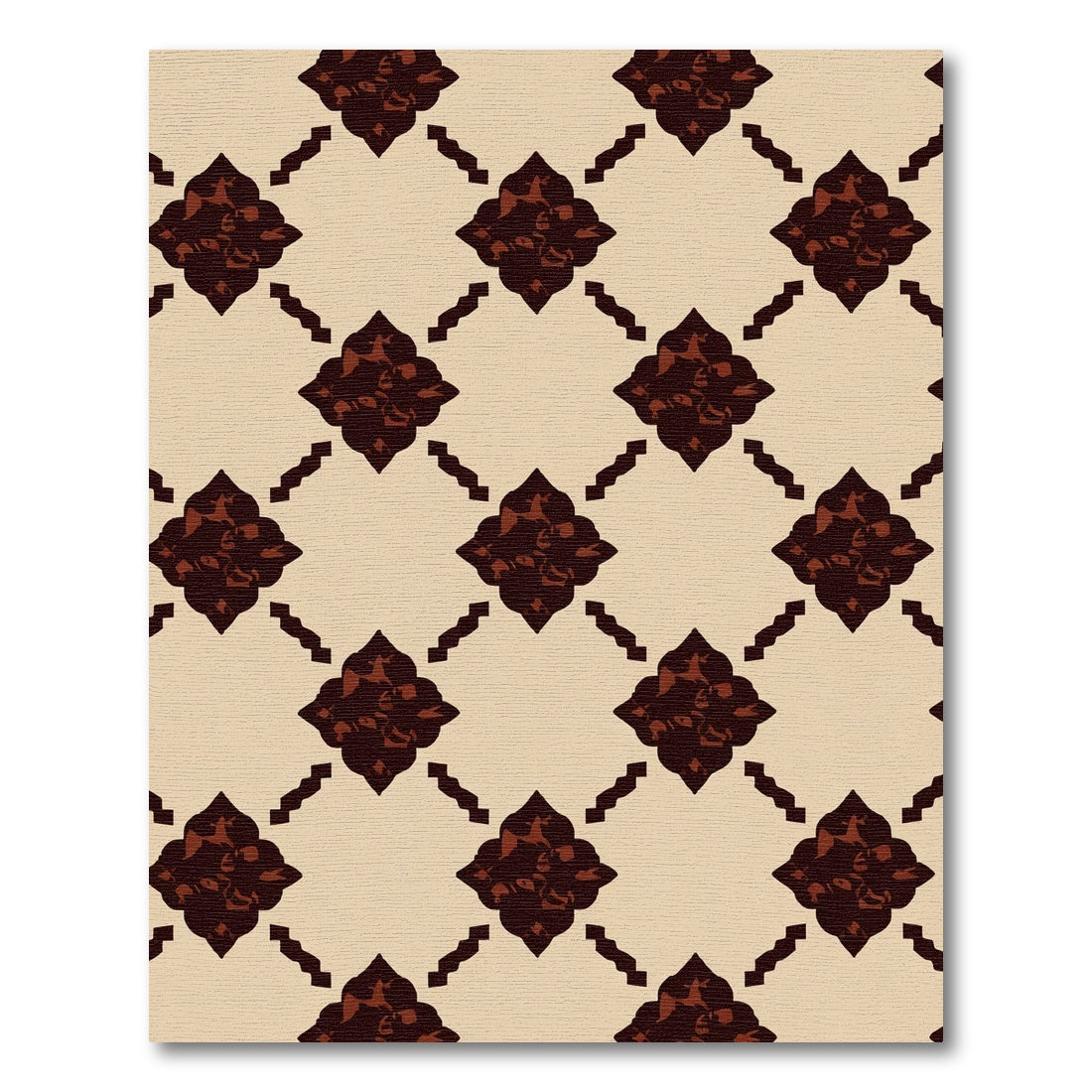 Dark Red Paisley Diamond Brocade Rug