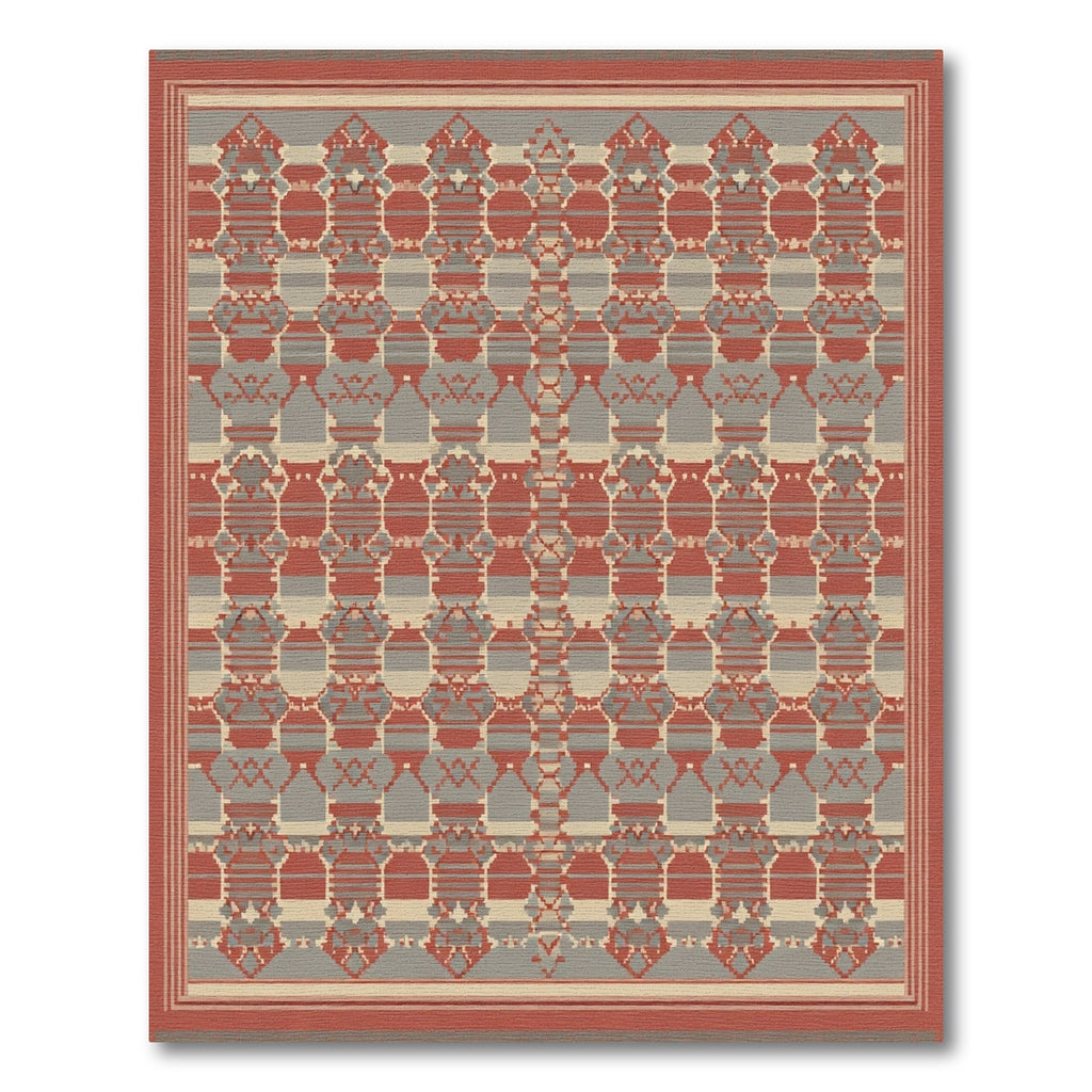 Terracotta Gray Pixelated Architectural Rug