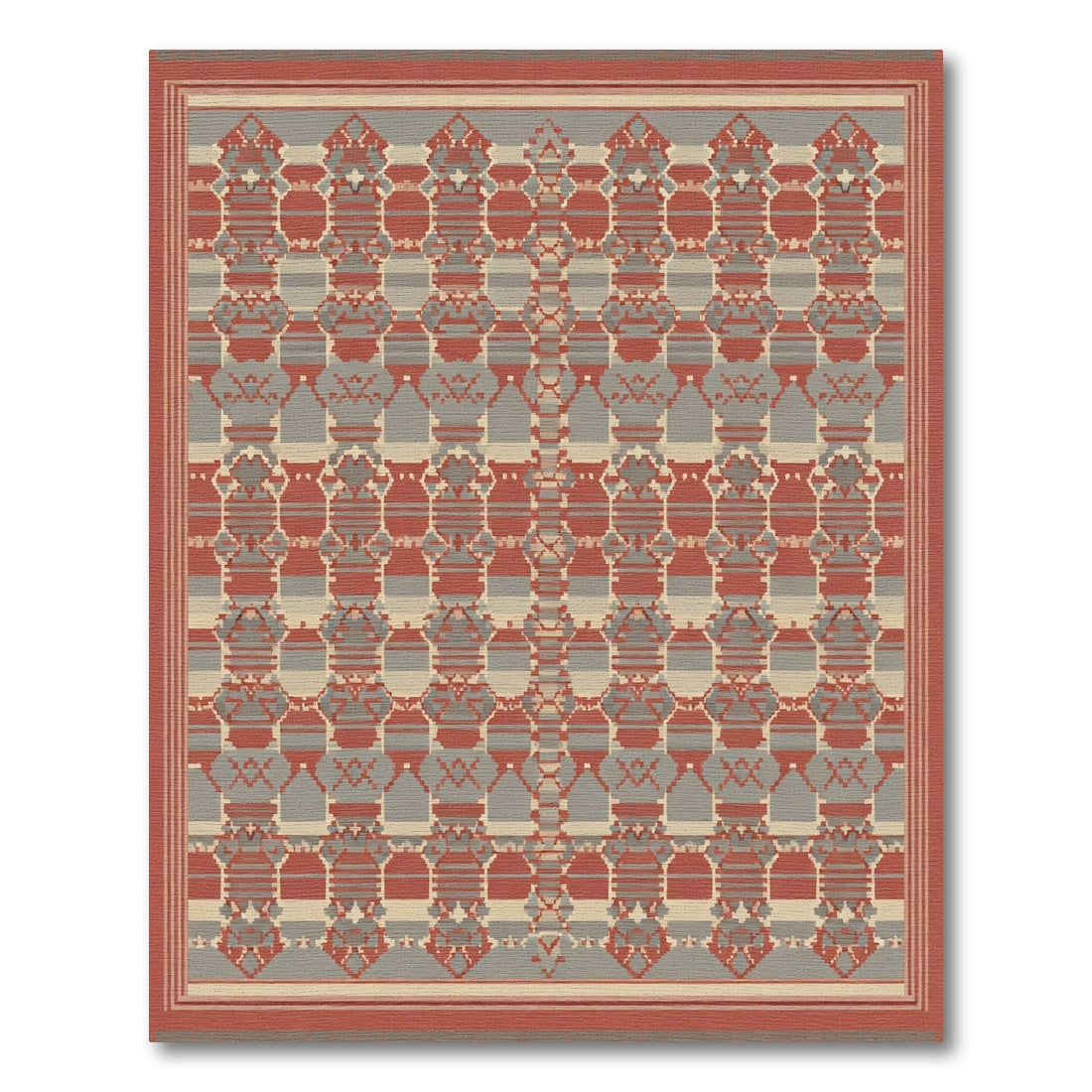Terracotta Gray Pixelated Architectural Rug