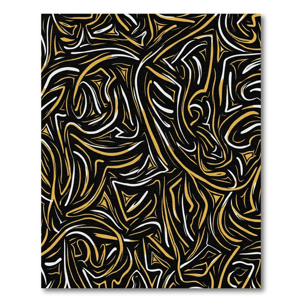 Abstract Golden Swirls Modern Rug