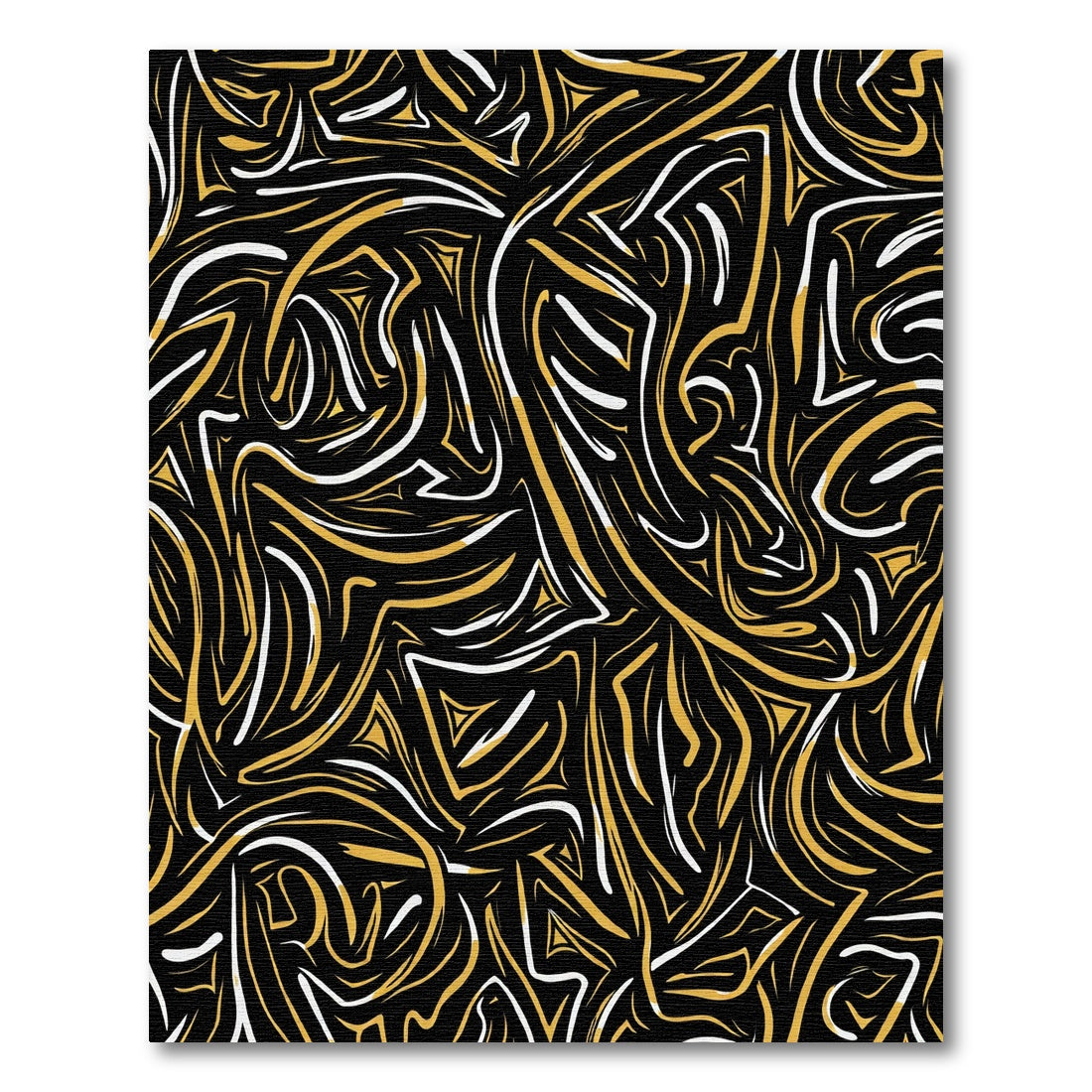 Abstract Golden Swirls Modern Rug