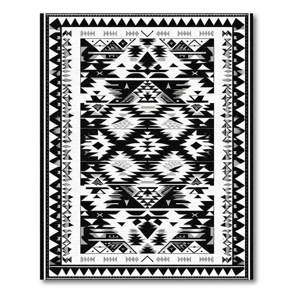 Monochrome Geometric Native American Inspired Rug