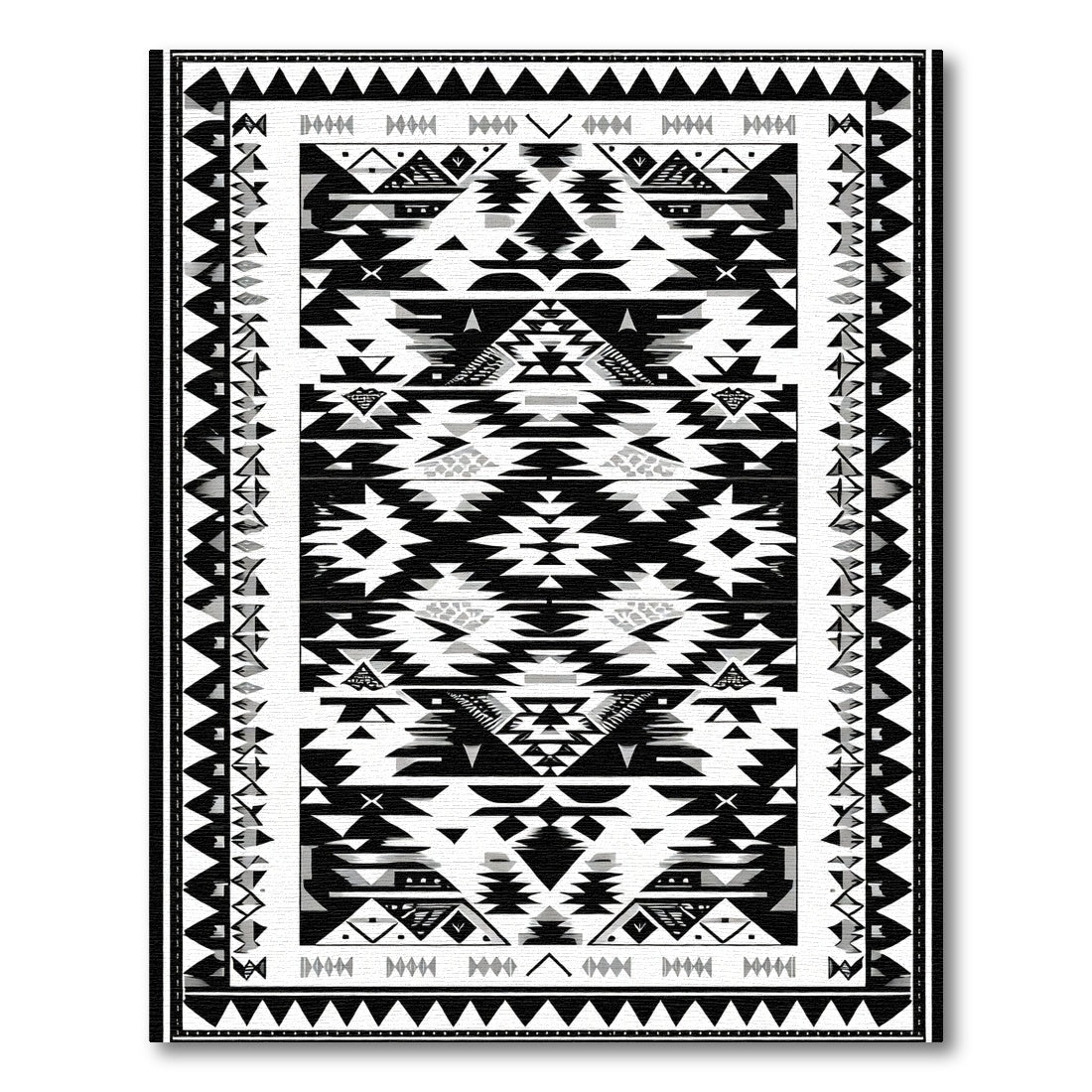 Monochrome Geometric Native American Inspired Rug