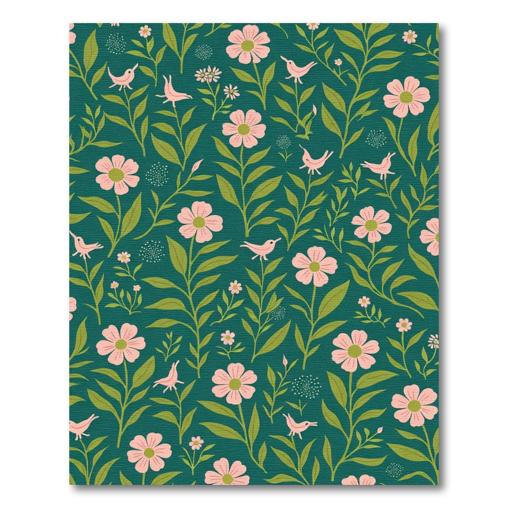 Pink Floral Woodland Bird Pattern Rug