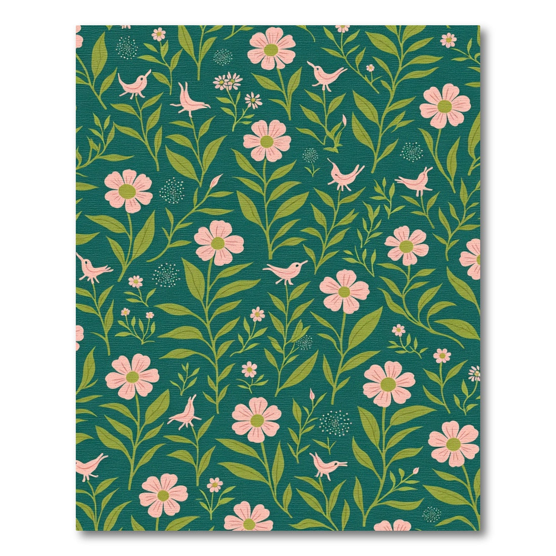Pink Floral Woodland Bird Pattern Rug
