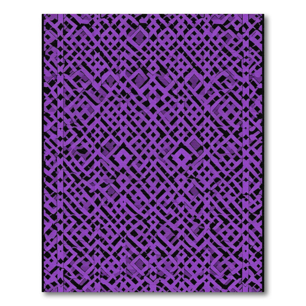 Vibrant Purple Interlocking Geometric Grid Rug