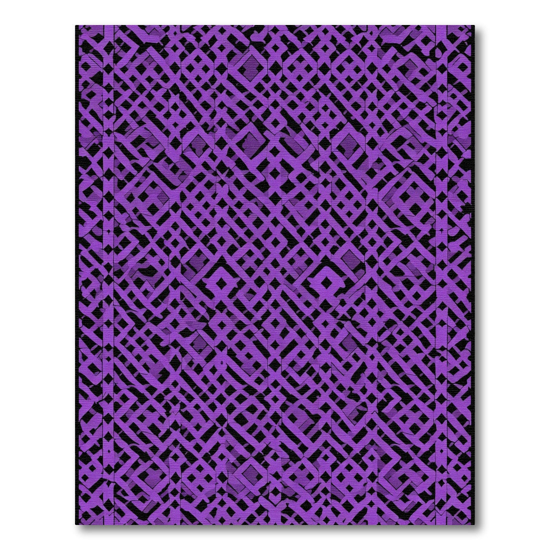 Vibrant Purple Interlocking Geometric Grid Rug