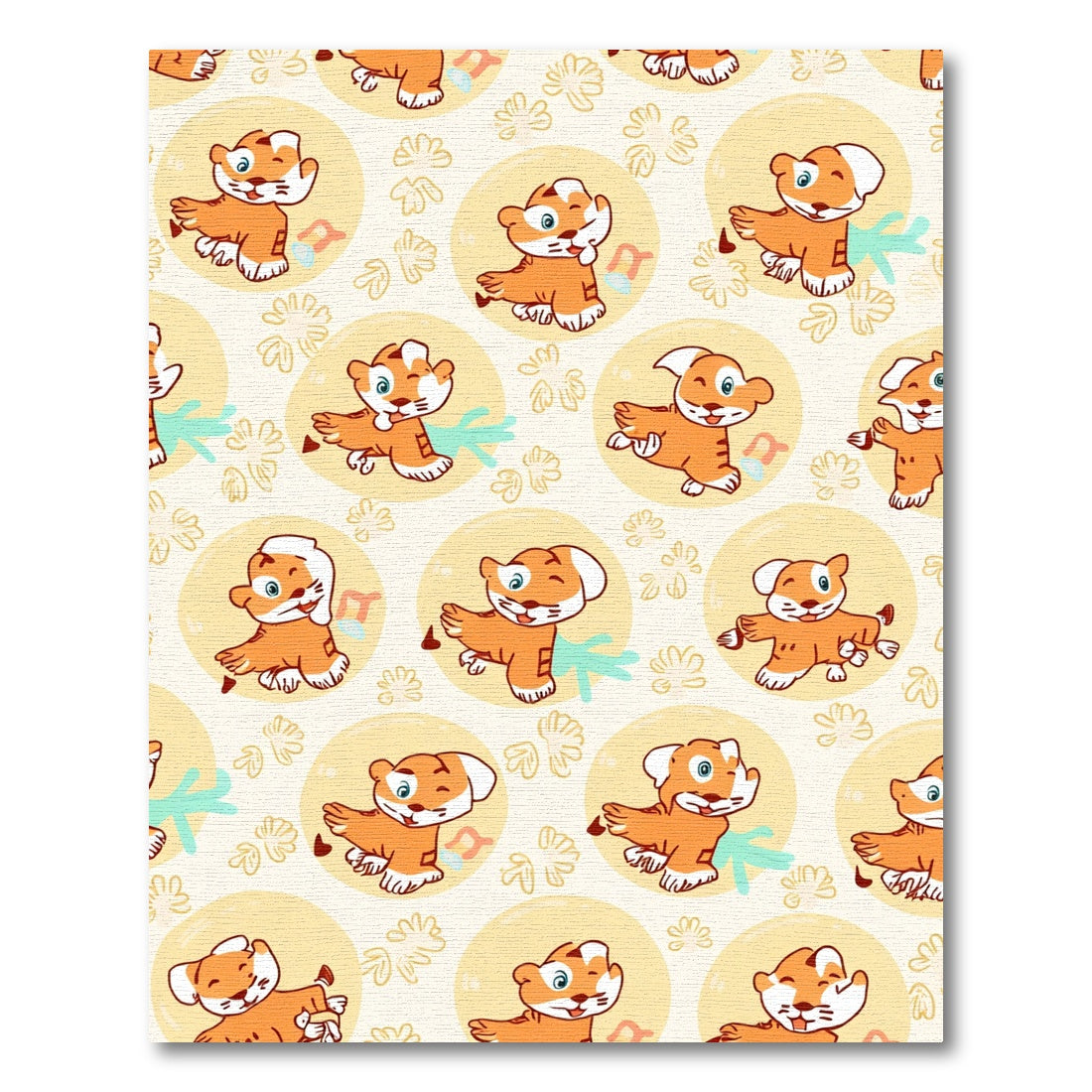 Playful Orange Cub Pattern Rug