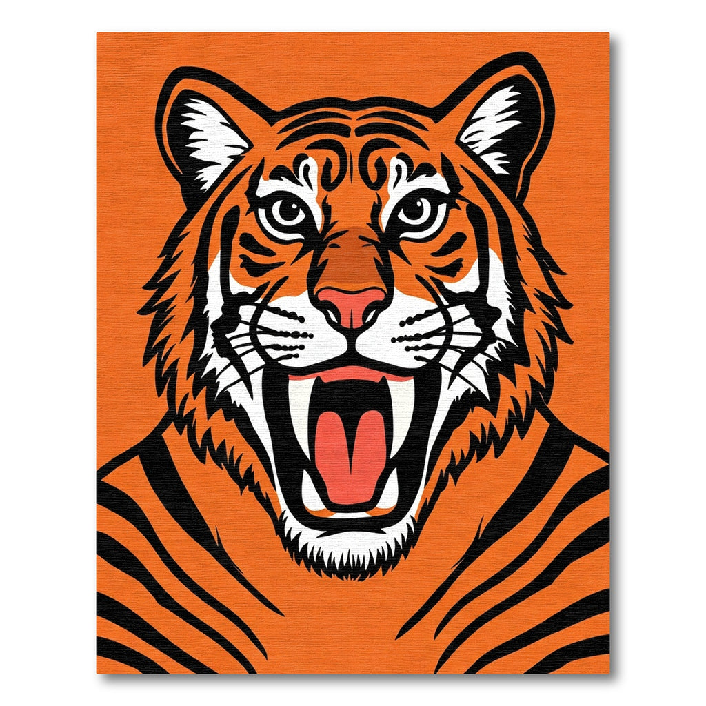 Fierce Orange Tiger Roaring Wildly Rug