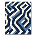 Navy Blue Geometric Maze Rug