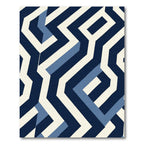 Navy Blue Geometric Maze Rug