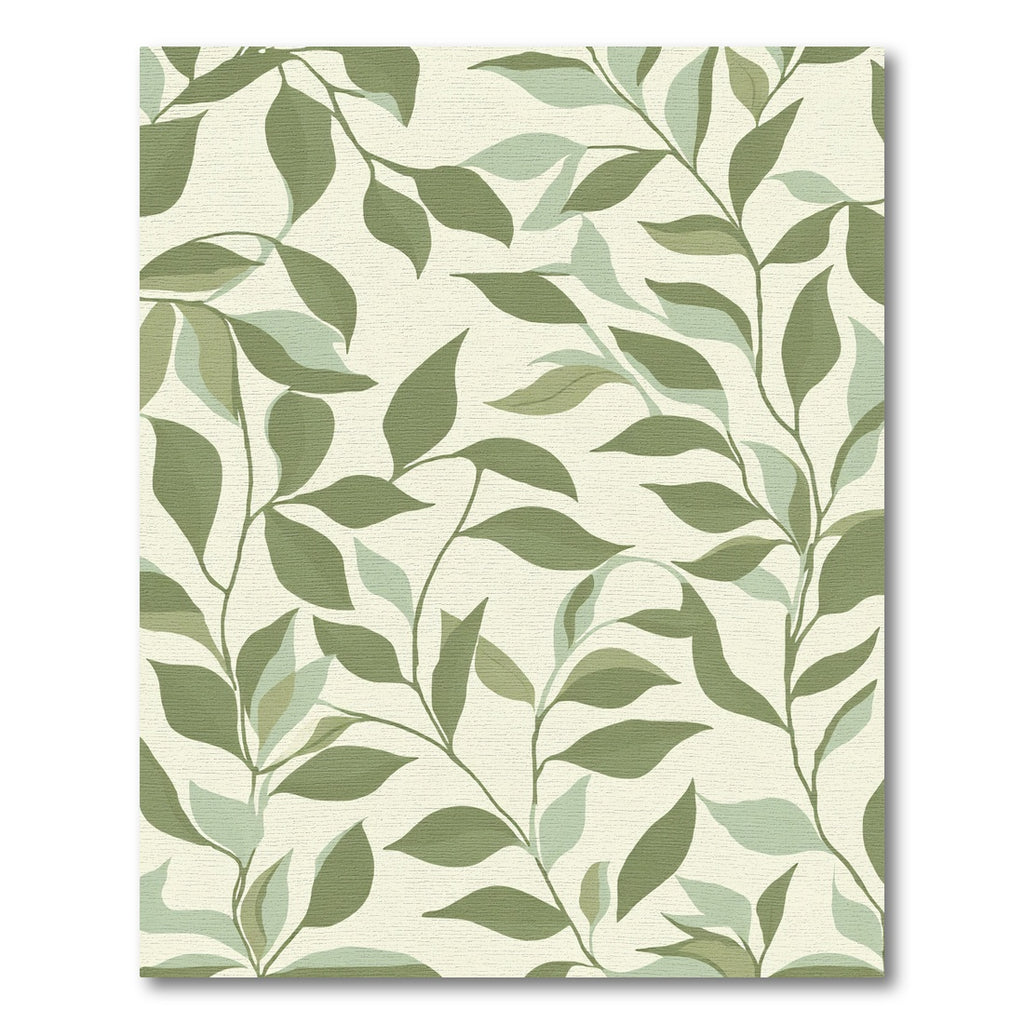 Earthy Green Leafy Vine Art Rug