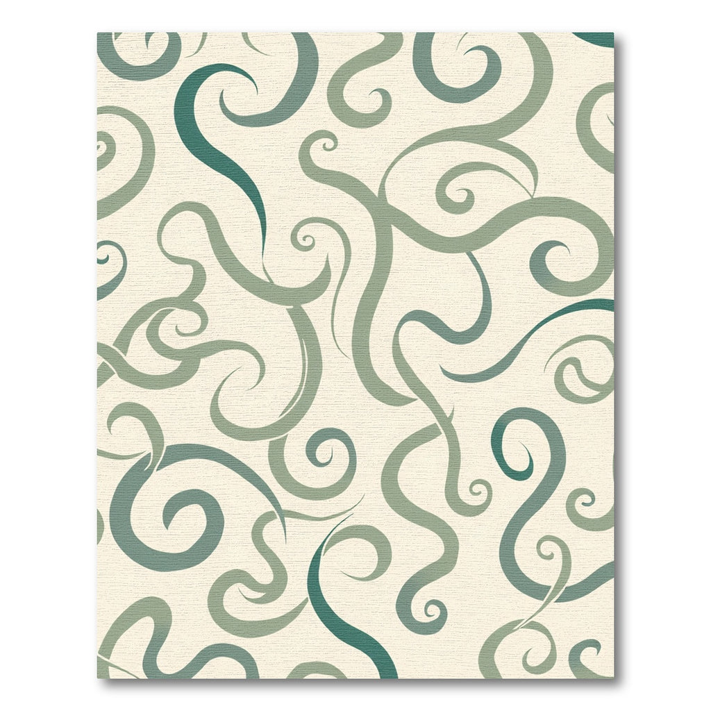 Teal Swirls on Cream Background Rug