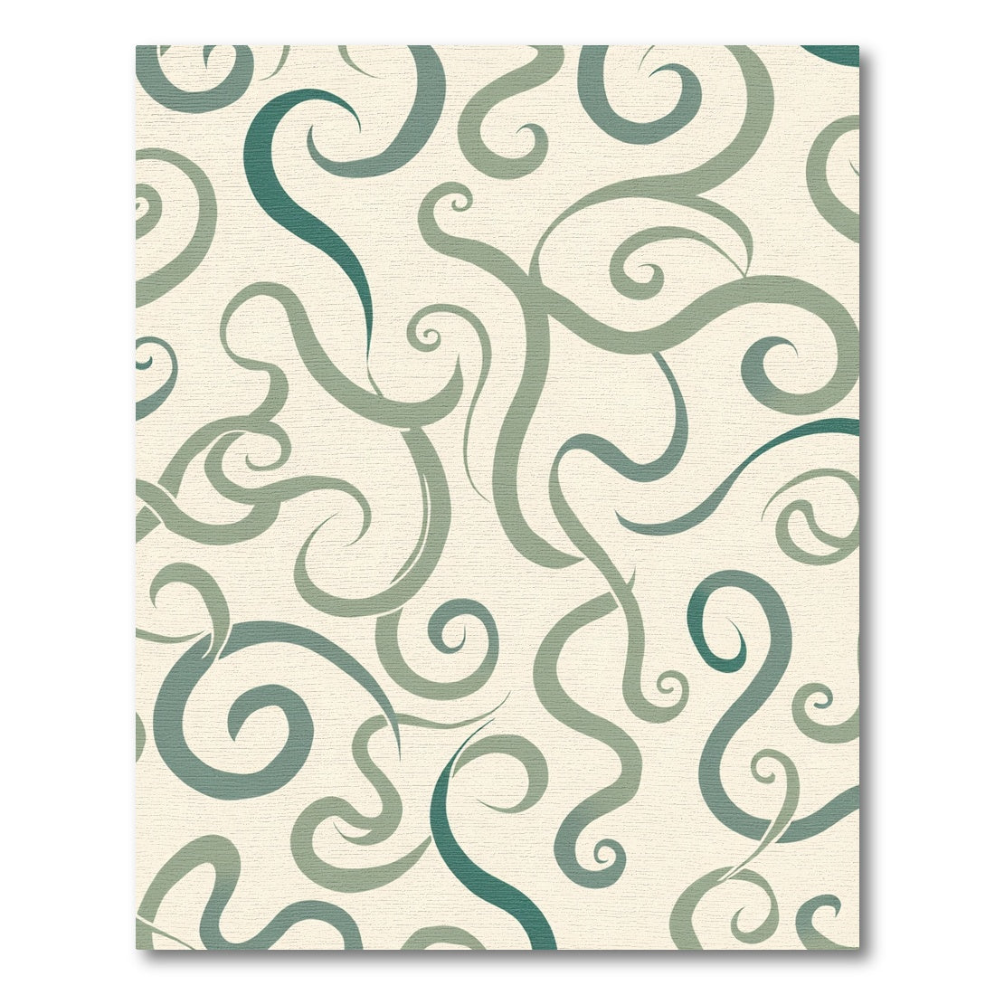 Teal Swirls on Cream Background Rug