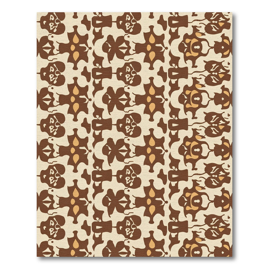 Brown Tan Abstract Floral Medallion Rug