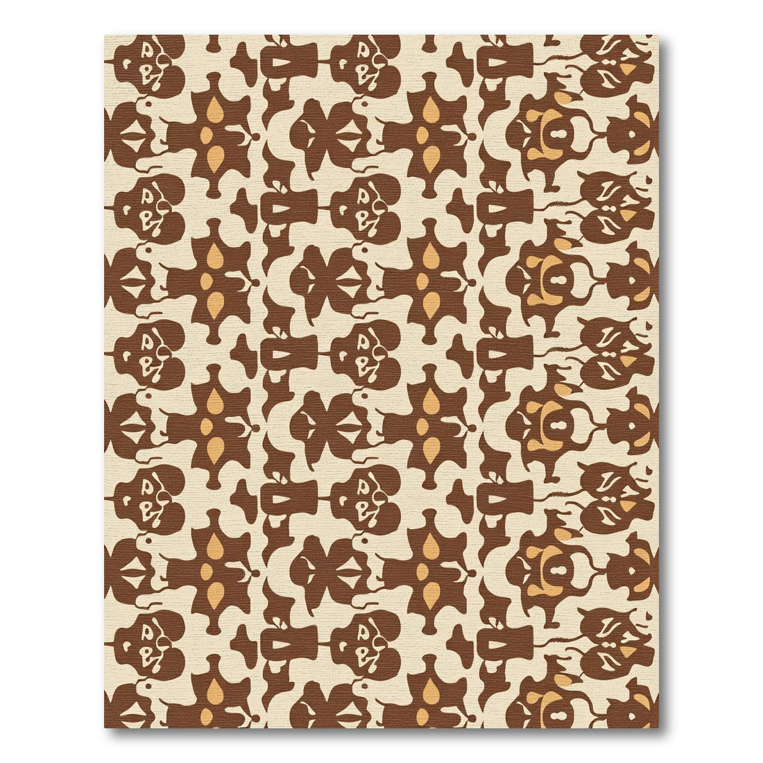 Brown Tan Abstract Floral Medallion Rug