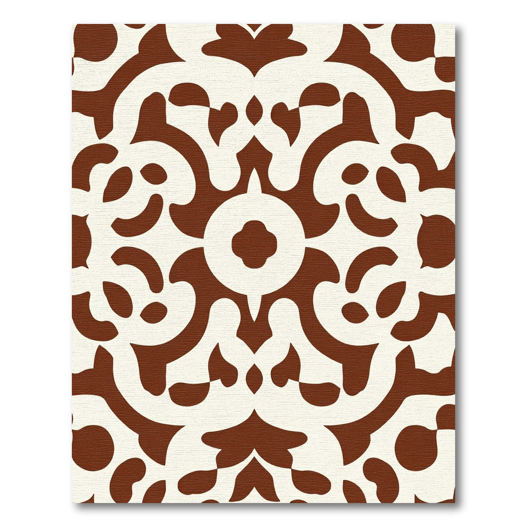 Terracotta Cream Arabesque Scroll Rug