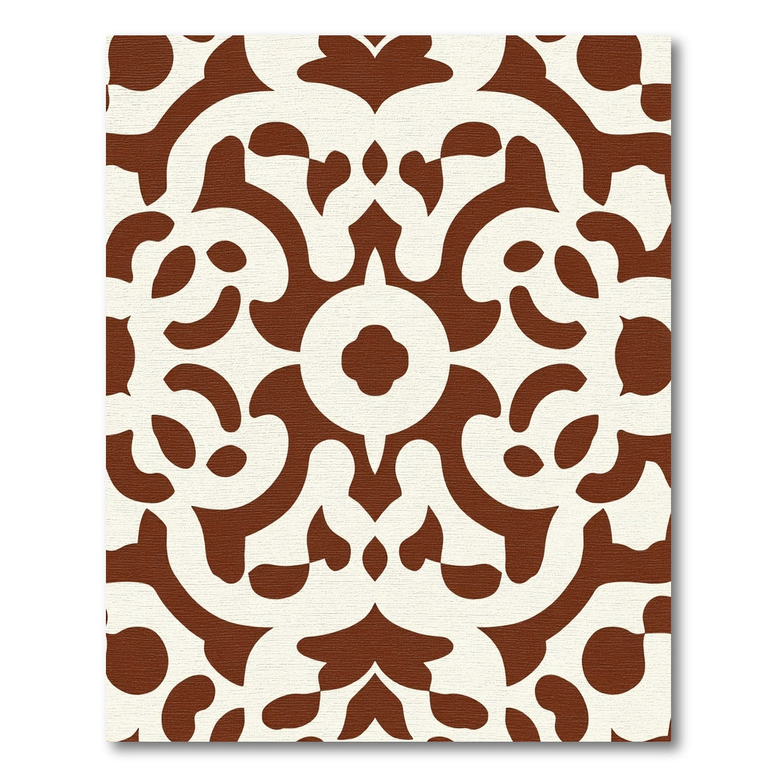 Terracotta Cream Arabesque Scroll Rug
