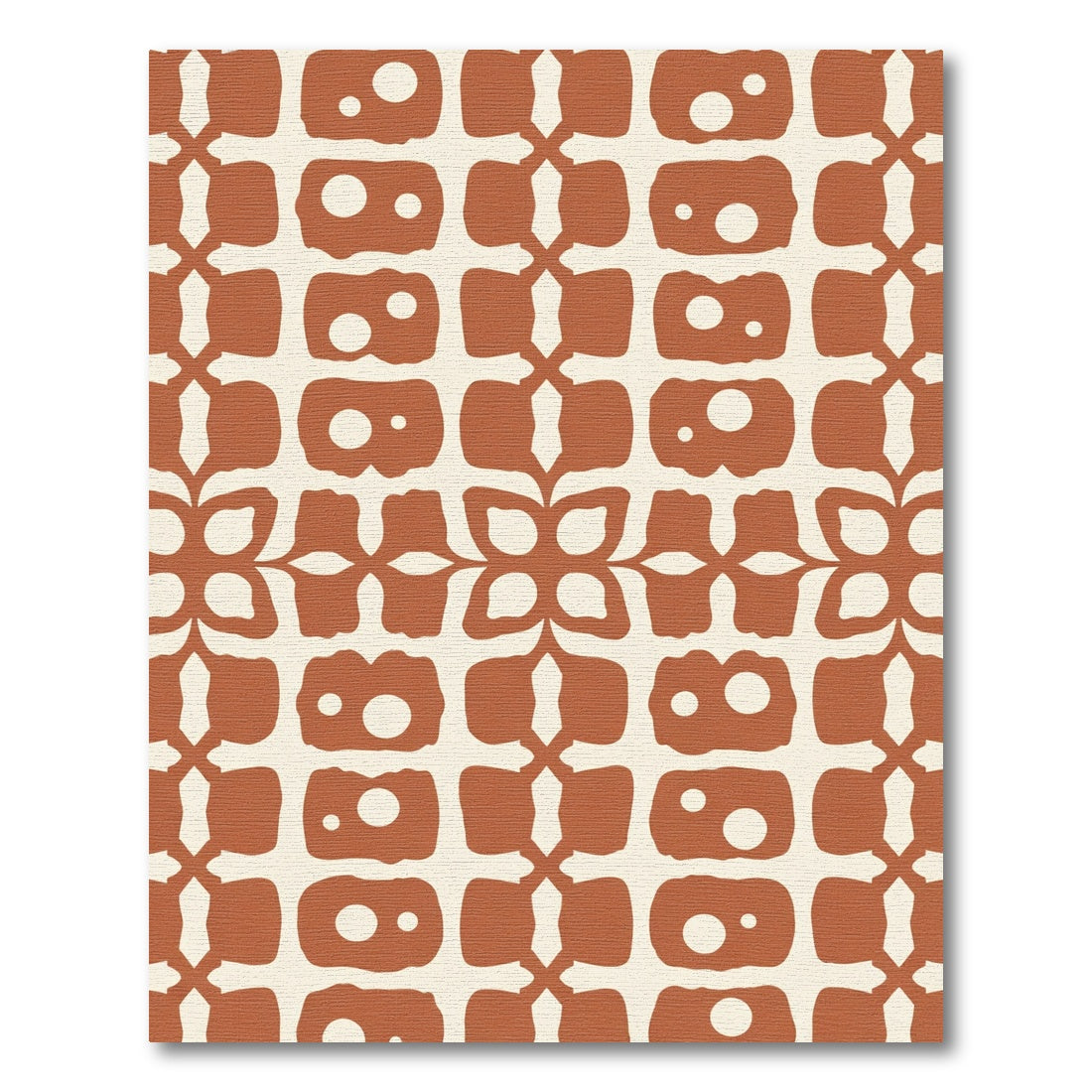 Terracotta Bone Organic Grid Rug