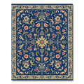 Dark Blue Floral Medallion Garden Rug