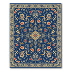 Dark Blue Floral Medallion Garden Rug
